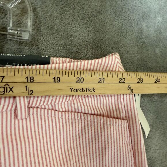 NWT Talbots Womens Perfect Shorts Sz 24W Pink Seersucker Stripe Elastic Waist - Picture 5 of 10